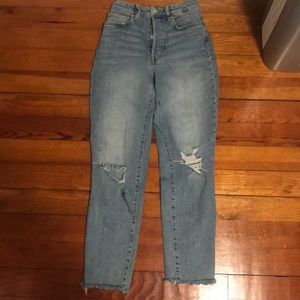 High-waisted H&M ripped mom jeans